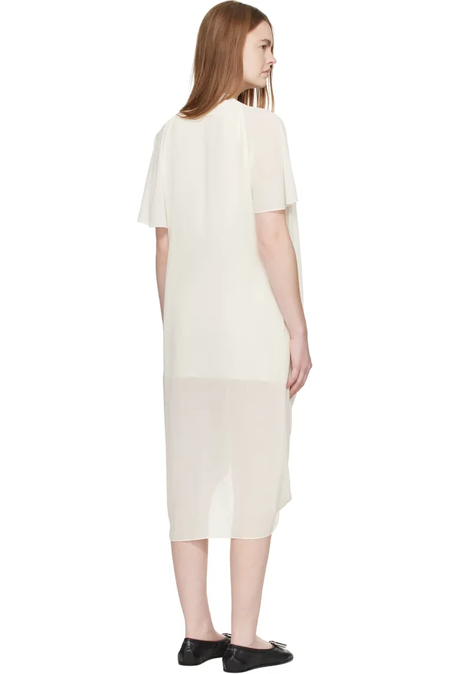 MM6 Maison Margiela Off-White Chiffon Midi Dress, photo 3 of 4 from SSENSE