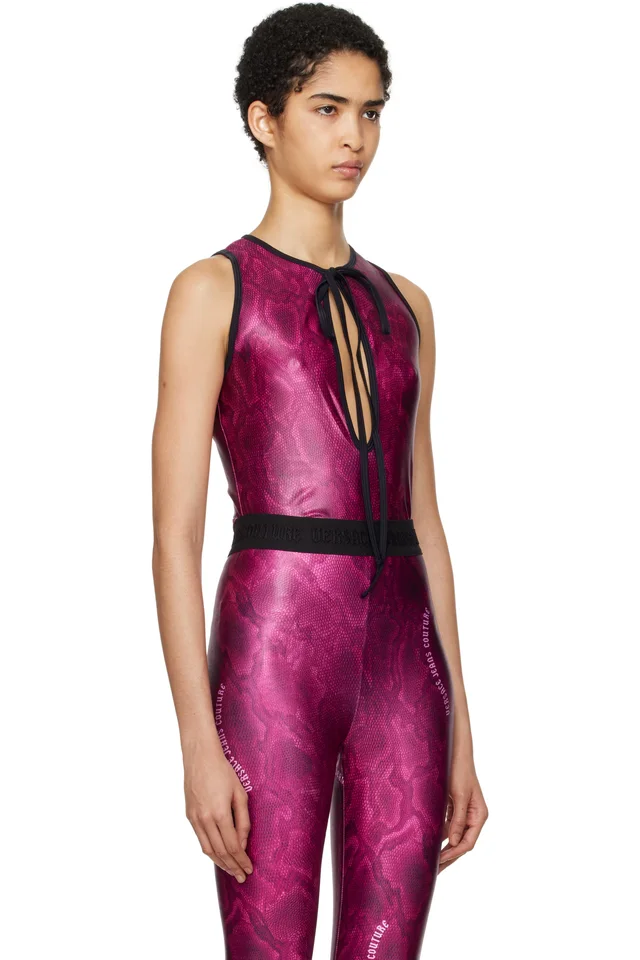 Versace Jeans Couture Pink Printed Bodysuit, photo 2 of 5 from SSENSE