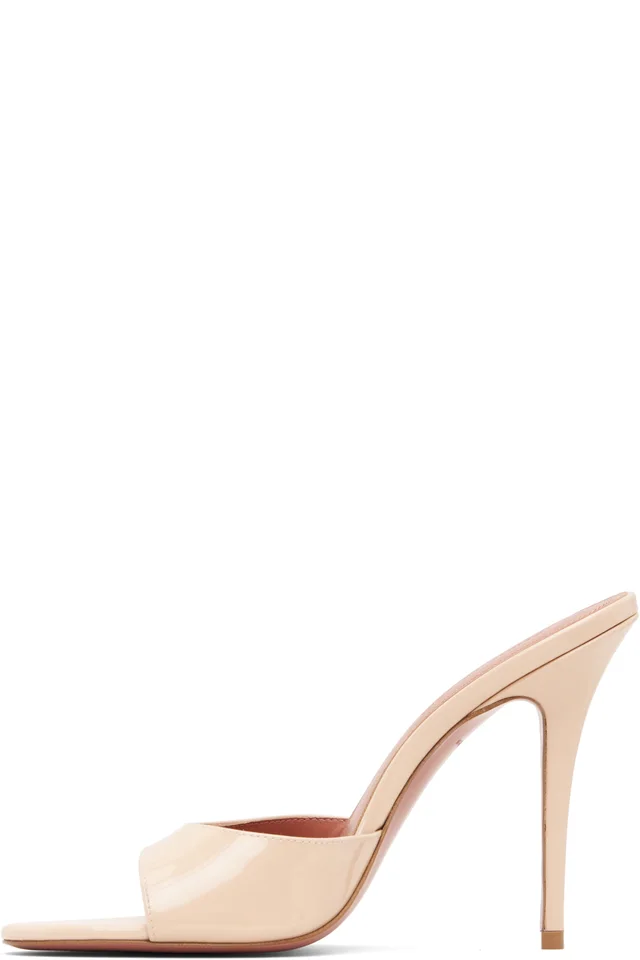 Amina Muaddi Beige Elodie Slipper 105 Heeled Sandals, photo 3 of 4 from SSENSE