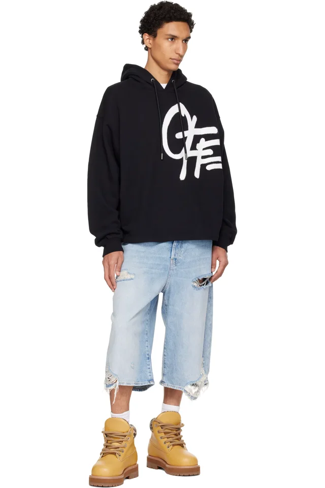 Off-White Black Spray Logo Loose Hoodie, photo 4 of 4 from SSENSE
