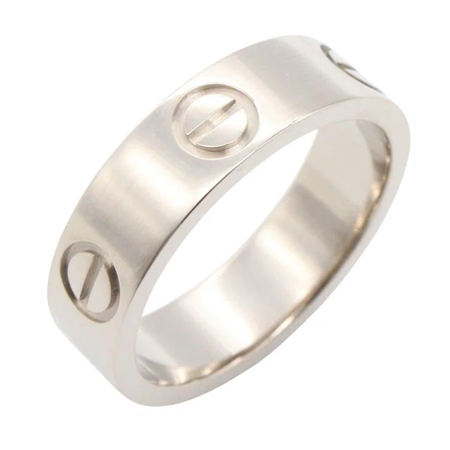 Cartier LOVE Au750 White Gold Ring Size 52 in White from LuxUness