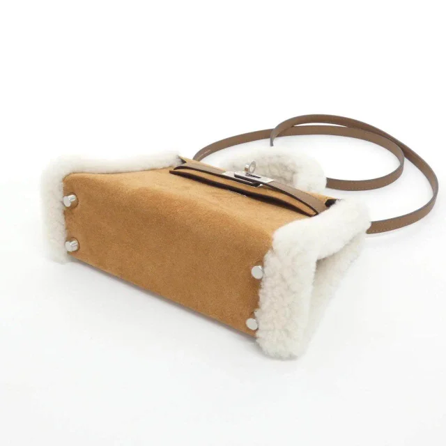 Hermès Mini Kelly Plush Grizzly Mouton Merino Swift Bag in Brown Swift leather from LuxUness, photo 3 of 5