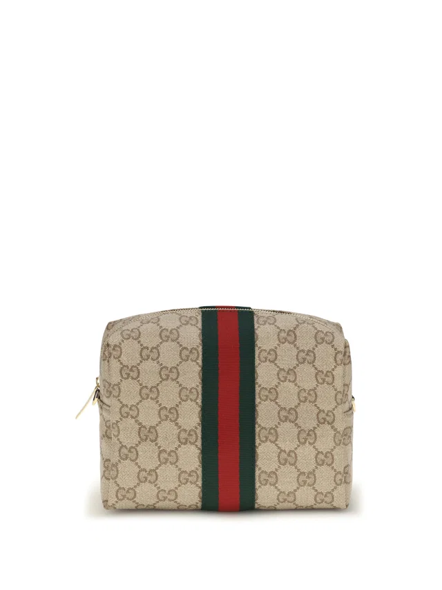 Gucci Gg Canvas With Web Stripe Shoulder Bag — Beige Fabric in Beige Canvas from HEWI