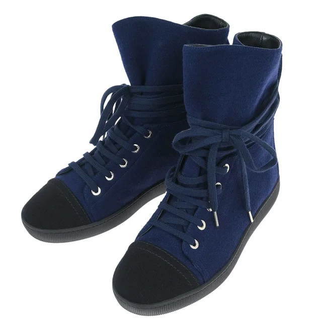 Chanel Navy Sneakers Shoes #36 in Navy from AMORE Vintage Tokyo