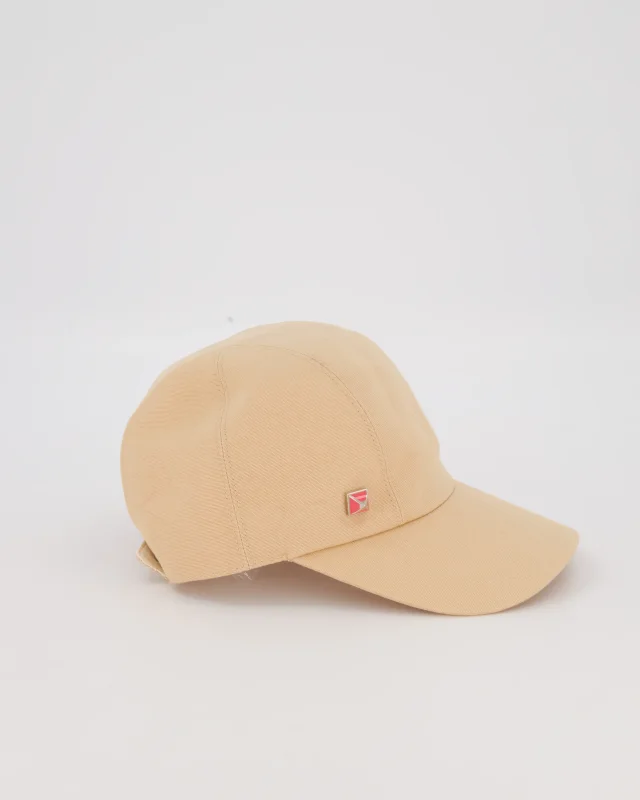 Hermès Beige Cotton Cap with Pink Medor Detail Size 56 in Beige Silk from Sellier, photo 4 of 9