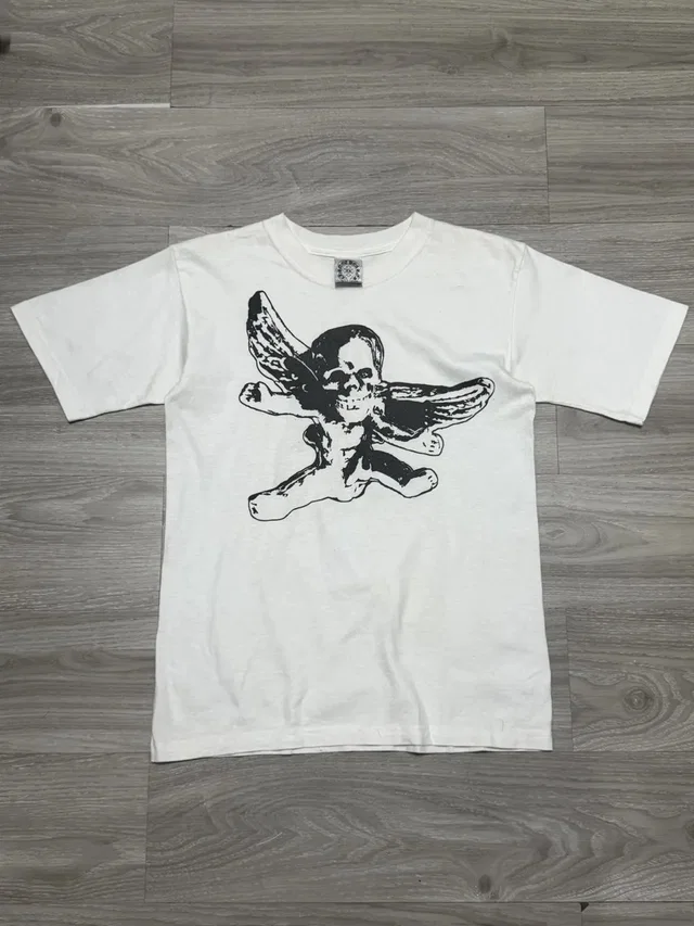 90’s Vintage - Chrome Hearts Foti Skull Wings Scroll Tee in white from Grailed