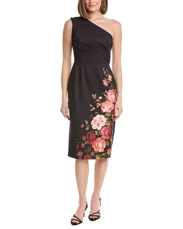 Rene Ruiz Asymmetric Neckline Stretch Crepe Cocktail Dress, image 1 of 1 from Gilt