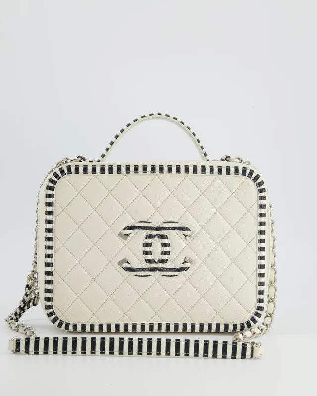 HOT* Chanel White Caviar Vanity Case in White Caviar leather from Sellier