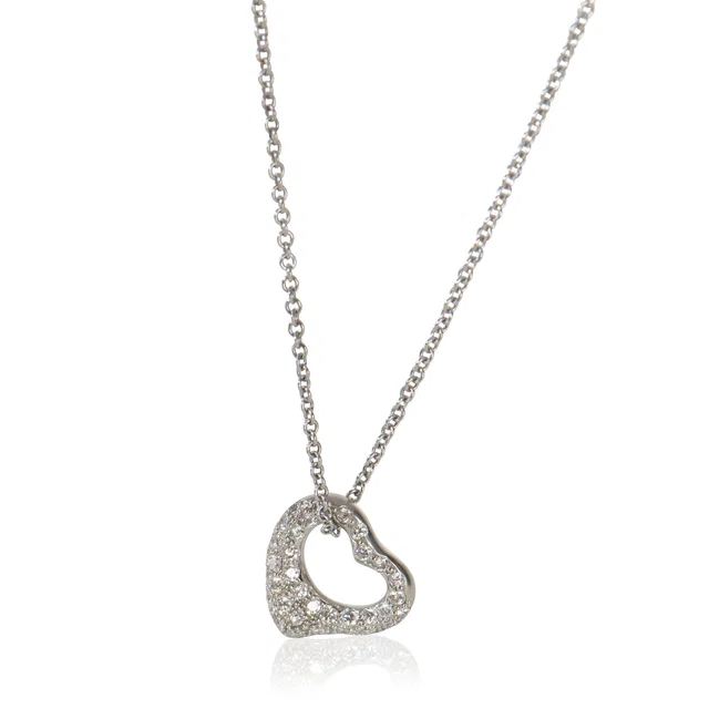 Tiffany & Co. Platinum Diamond Elsa Peretti Open Heart Pendant 950 from HEWI