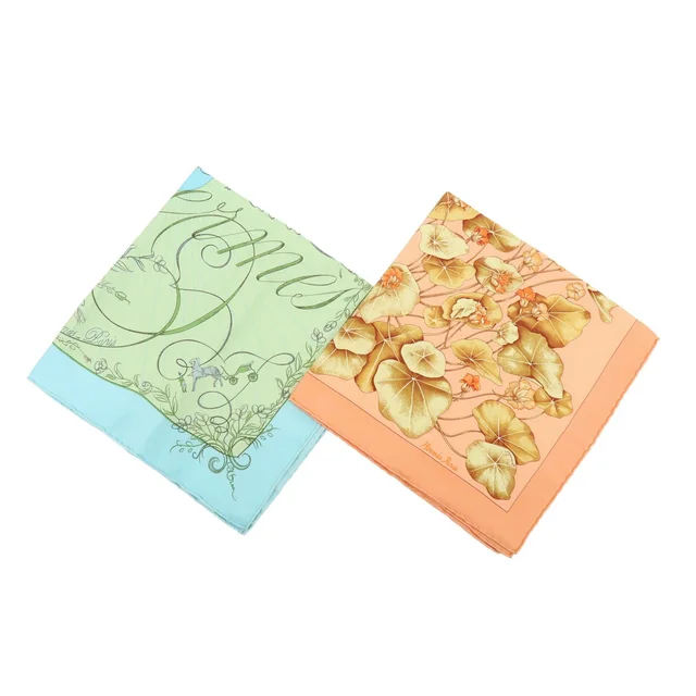 Hermès Les Capucines & Effluves Pocket Square Scarves in Silk from Blue Spinach