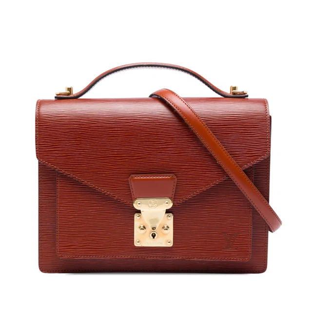 Brown Louis Vuitton Epi Monceau 28 Satchel in Brown Leather from Designer Revival