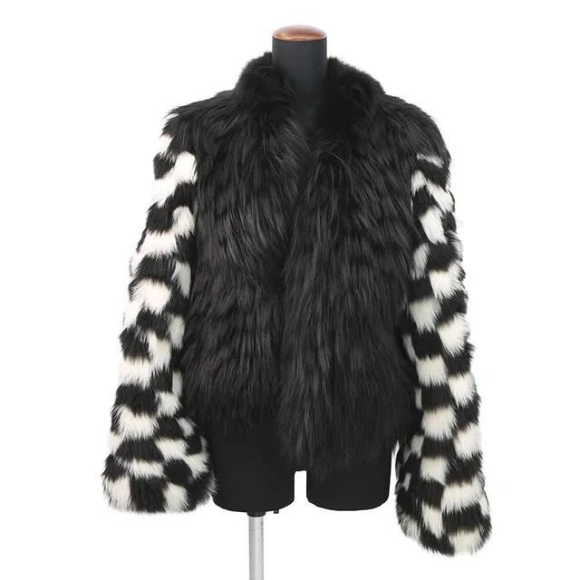 Louis Vuitton Damier Fox Intarsia Fur Jacket Size 38 White/Black1A5RDH Fox Raccoon in White from GALLERY RARE