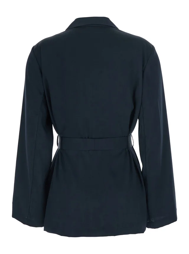 P.A.R.O.S.H. blue Double-breasted Jacket with Notched Revers and Front Belt in Tech Fabric Woman in Blue, photo 4 of 6 from Gaudenzi Boutique