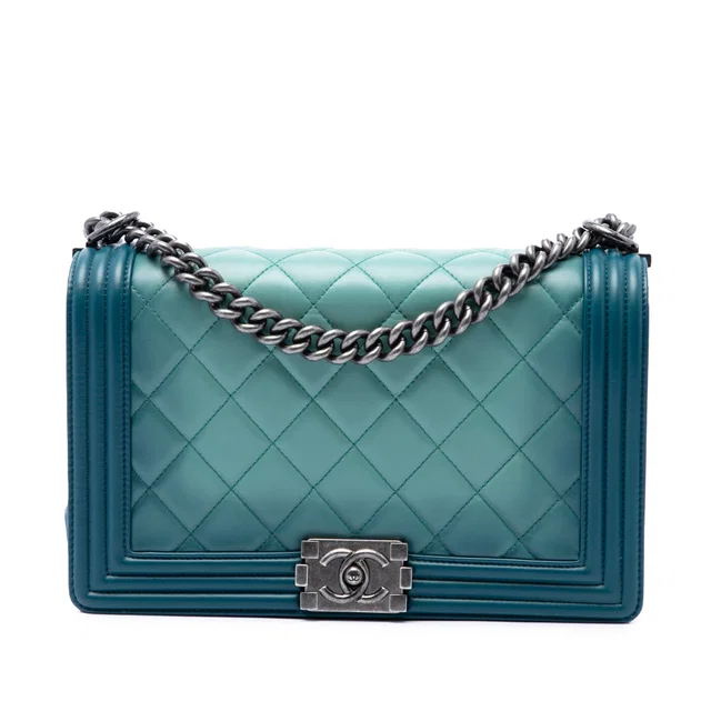Blue Chanel Medium Quilted Calfskin Ombre Boy Flap Crossbody Bag in Blue Calfskin from Designer Revival