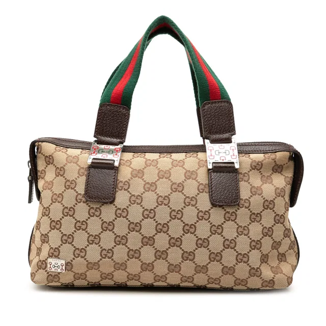 Beige Gucci GG Canvas Web Pop Handbag in Beige Canvas from Designer Revival