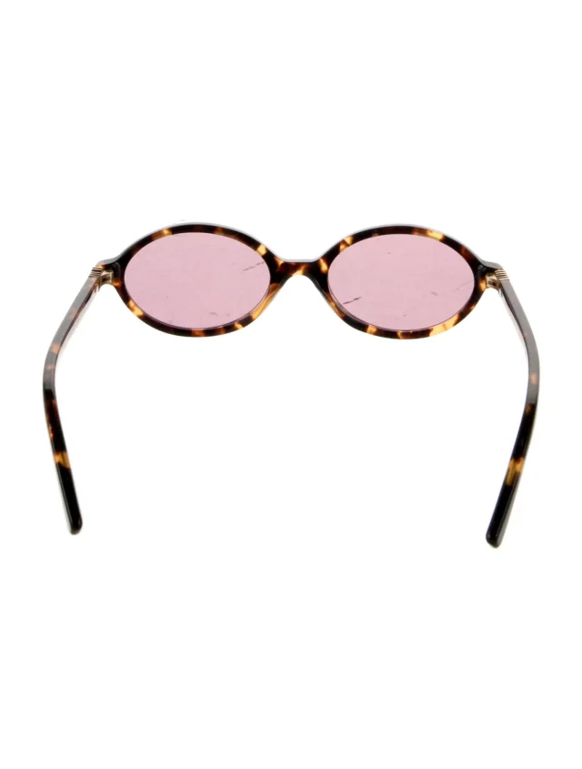 Miu Miu Narrow Tinted Sunglasses in brown|red from The RealReal, photo 2 of 3