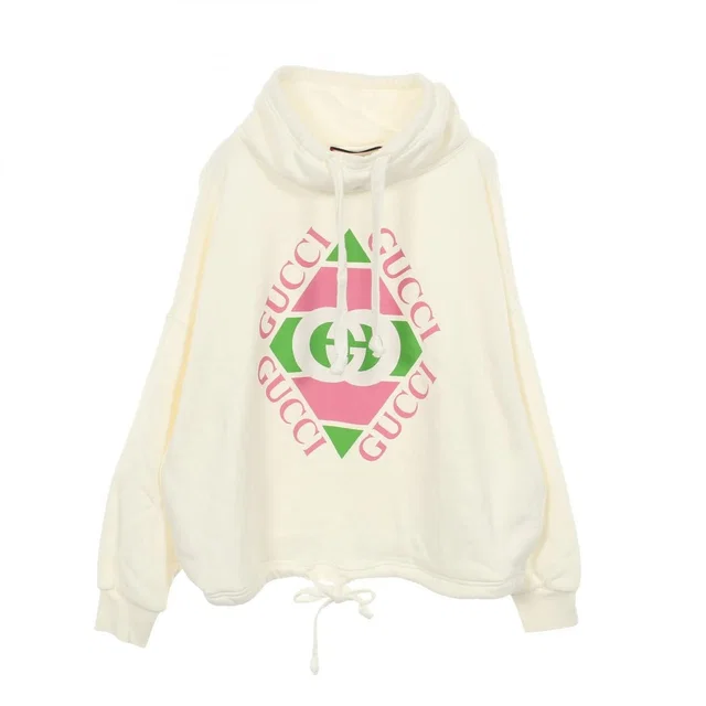 Gucci Hoodie GG Logo Print Oversize Cropped Cotton Sweatshirt from The Reluxe