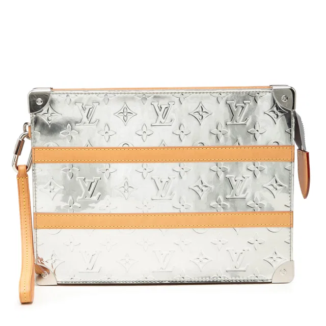 Silver Louis Vuitton Monogram Mirror Trunk Pouch Clutch Bag in Silver Coated canvas from Designer Revival