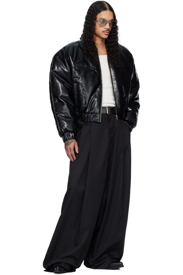 LU'U DAN Black Riot Faux-Leather Bomber Jacket, photo 4 of 4 from SSENSE