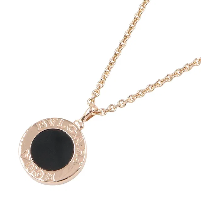 Bvlgari Bvlgari Au750 Pink Gold Onyx Diamond Necklace in Pink from LuxUness