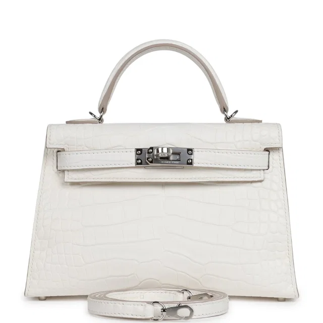 Hermès Kelly Sellier 20 Creme Chantilly Matte Alligator Palladium Hardware in Crocodile from Madison Avenue Couture