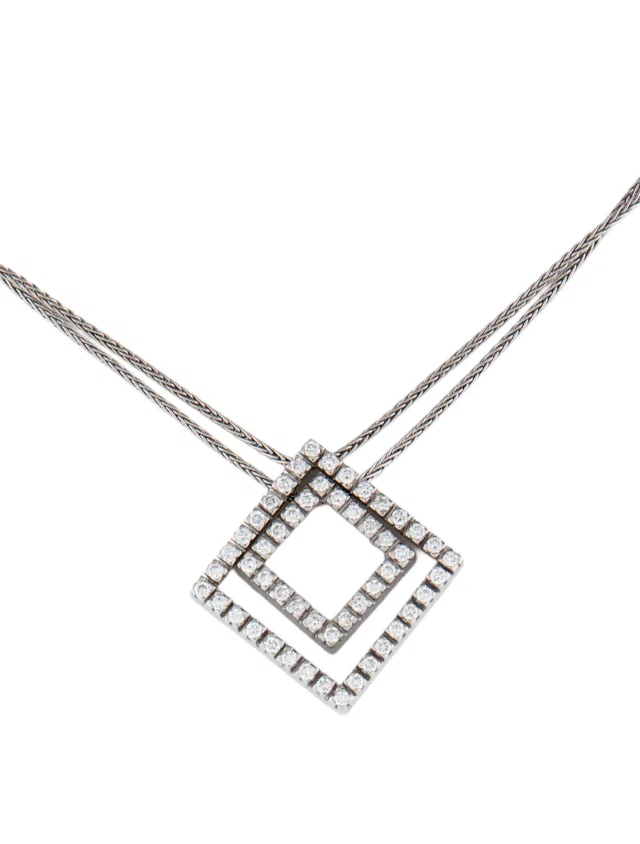 Damiani 18K Diamond Nested Squares Pendant, 16.5" in multicolor from The RealReal