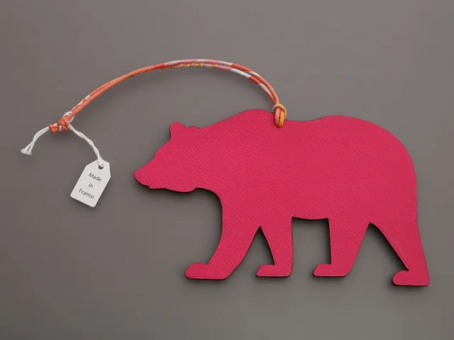Hermès Rose Tyrien and Etoupe California Bear Petit H Charm in Taupe Silk from Ann's Fabulous Finds, photo 2 of 5