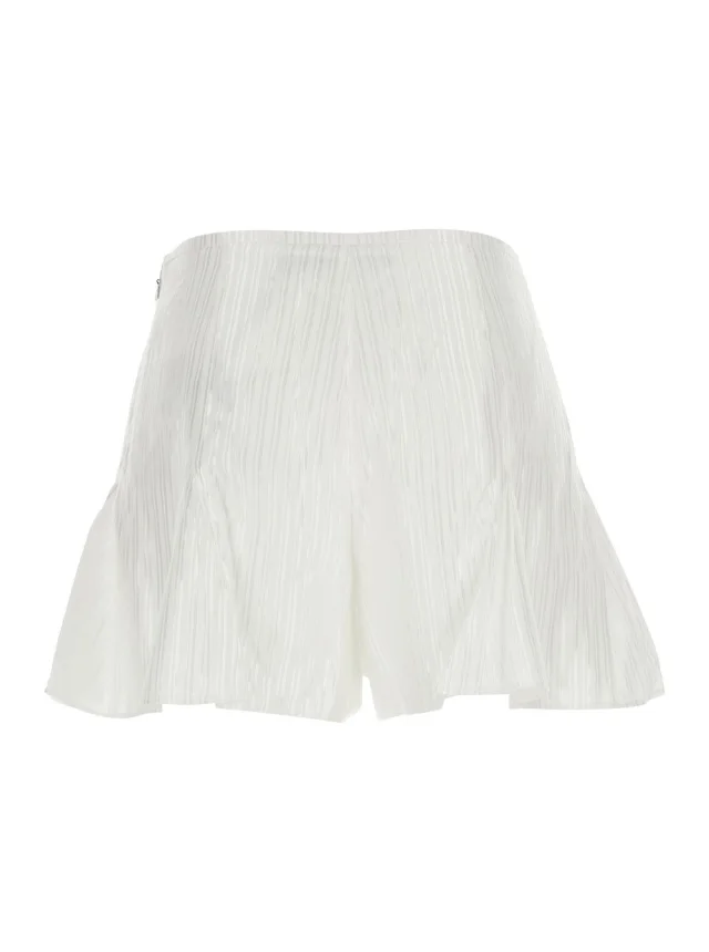 ROTATE White Flowing Striped Shorts in Viscose and Cotton for Women in White 56% Viscose 44% Cotton, photo 3 of 6 from Gaudenzi Boutique