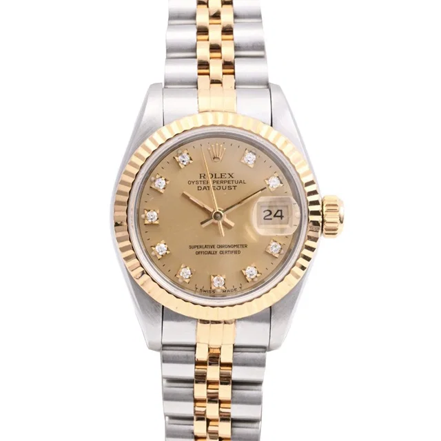 Rolex Circa 1993 10P Diamond Datejust 26mm 69173G Automatic Champagne from VINTAGE QOO TOKYO