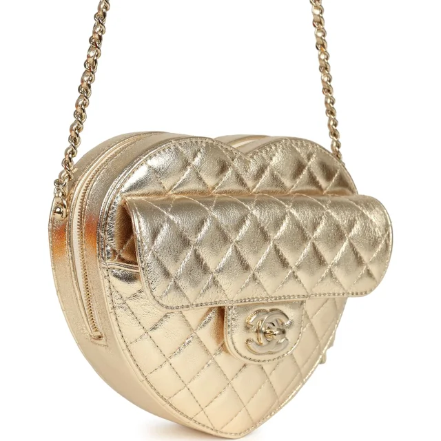 Chanel CC In Love Large Heart Bag in Gold Lambskin from Madison Avenue Couture, photo 2 of 9