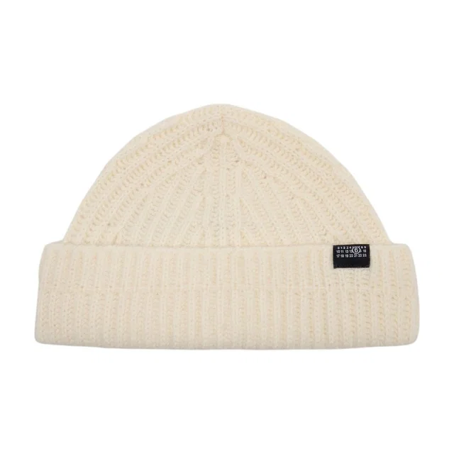Maison Margiela S52tb0016-M13285-102 Ribbed Wool Beanie — White Beanies in White Wool from HEWI