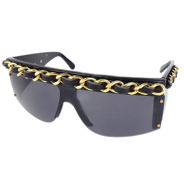 Chanel 1992 Fall Runway Chain Shield Sunglasses in Resin from AMORE Vintage Tokyo