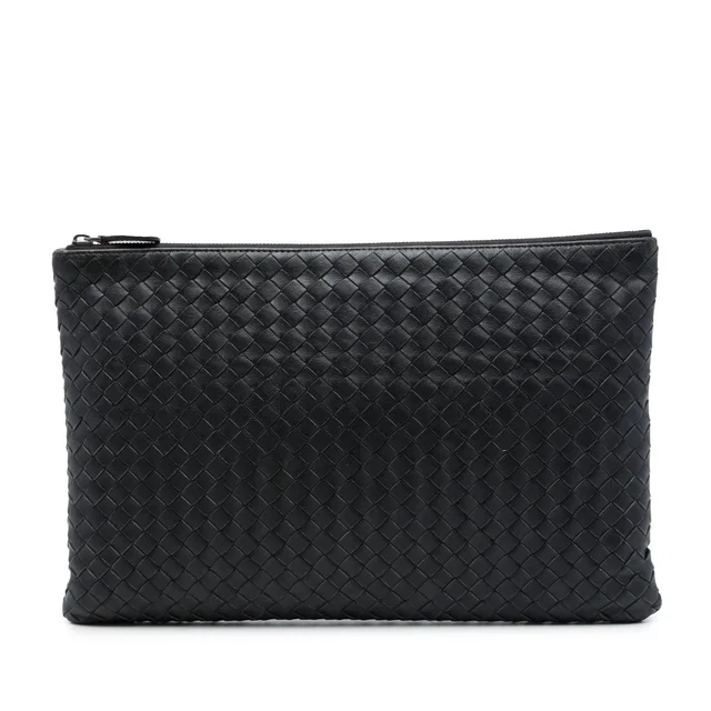 Black Bottega Veneta Nappa Intrecciato Clutch in Black Nappa leather from Designer Revival