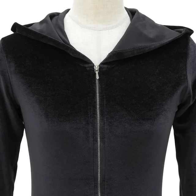 Chanel 2005 Velvet Logo Zip-Up Hoodie #36 Navy in Navy Velvet from VINTAGE QOO TOKYO, photo 2 of 2