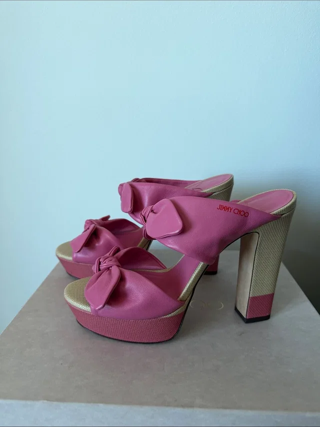 Jimmy Choo Leather Knot Platform Sandals in pink Leather from Poshmark