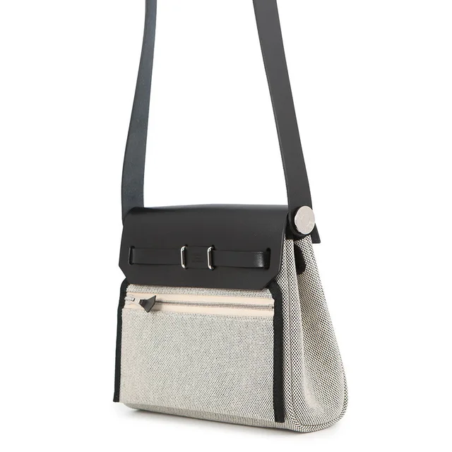 Hermès Herbag zip Black/Ecru Toile H Vache Hunter Leather Size Mini in Black Leather from GALLERY RARE, photo 2 of 2