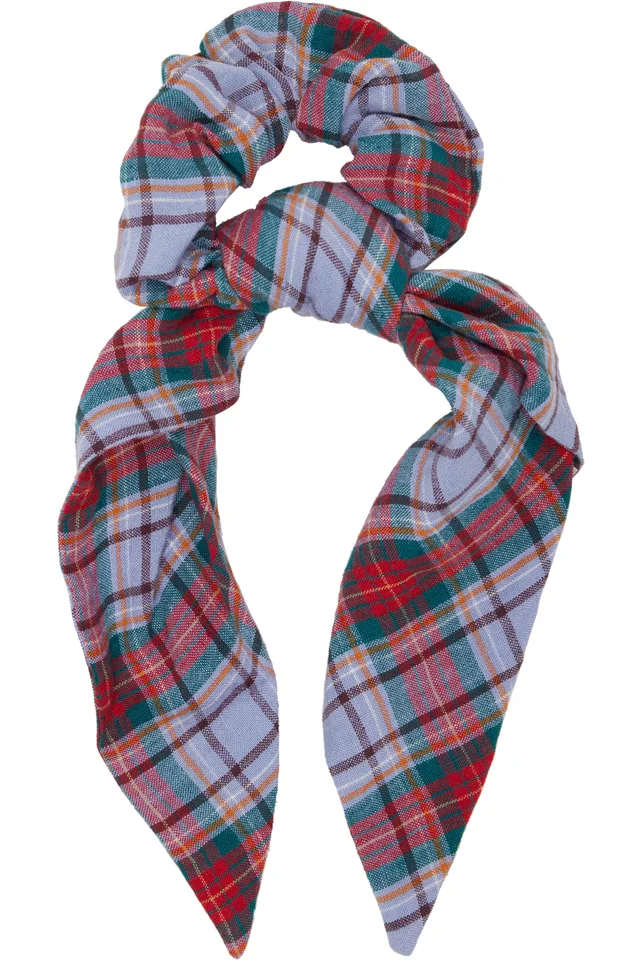 Vivienne Westwood Purple & Red Tartan Large Scrunchie, photo 2 of 3 from SSENSE