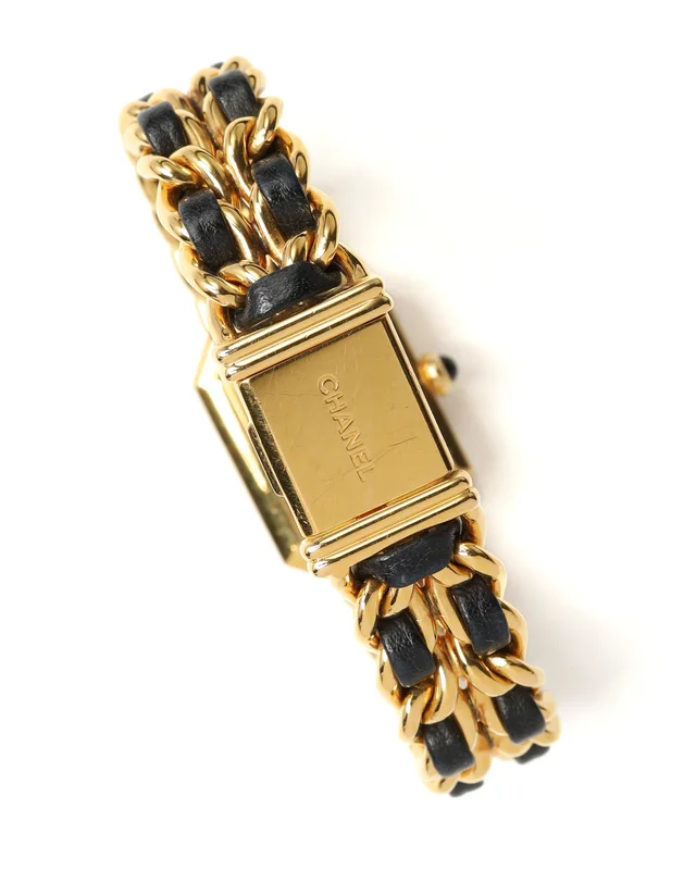 Chanel Première 20mm Gold-Plated Black Dial Quartz Watch in Black Leather from A Retro Tale, photo 6 of 8