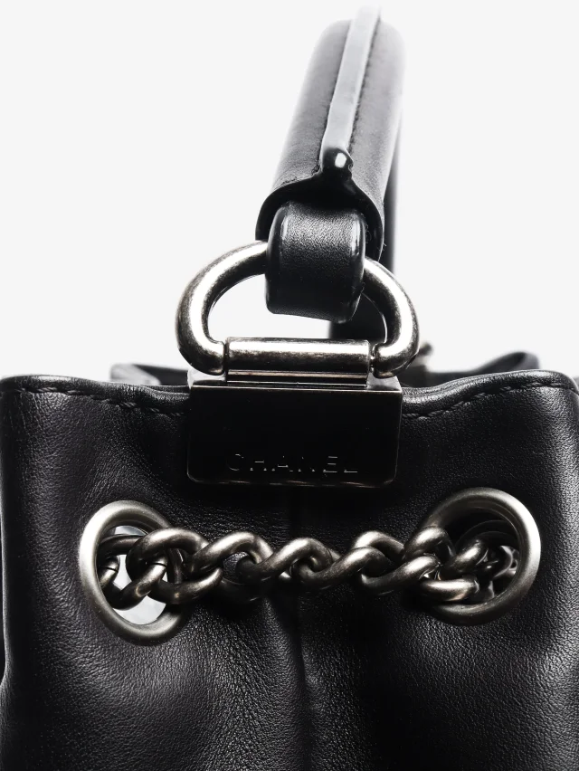 Chanel Black 2016 diamond stitching backpack in Black Leather from Sign of the Times, photo 6 of 9