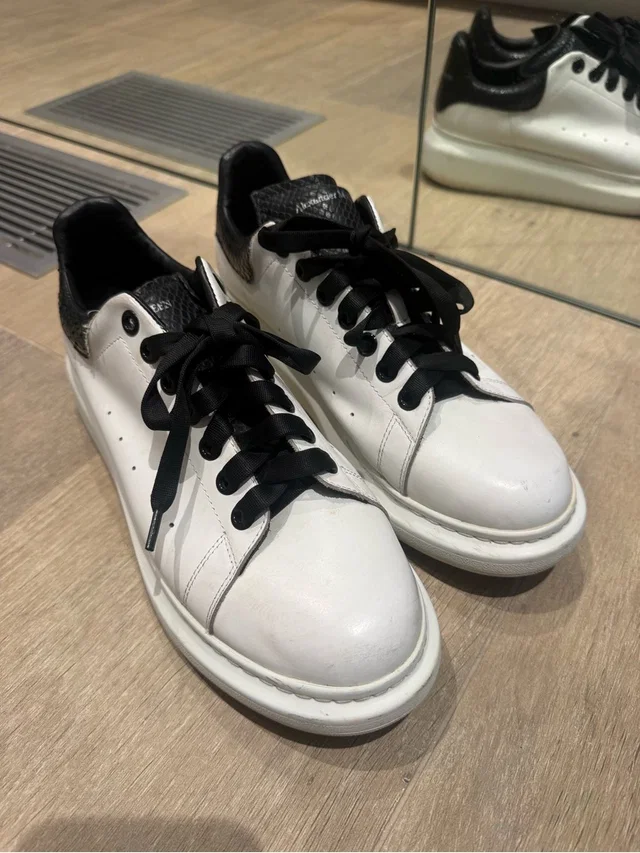 Alexander McQueen White Sneakers With Black Accents in white|black Leather from Poshmark