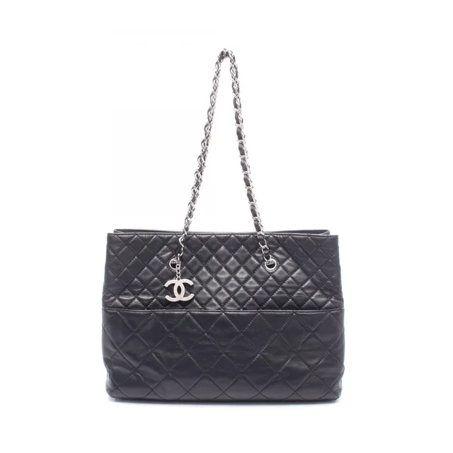 Chanel Tote Bag Quilted Black Lambskin Chain in Black Lambskin from The Reluxe