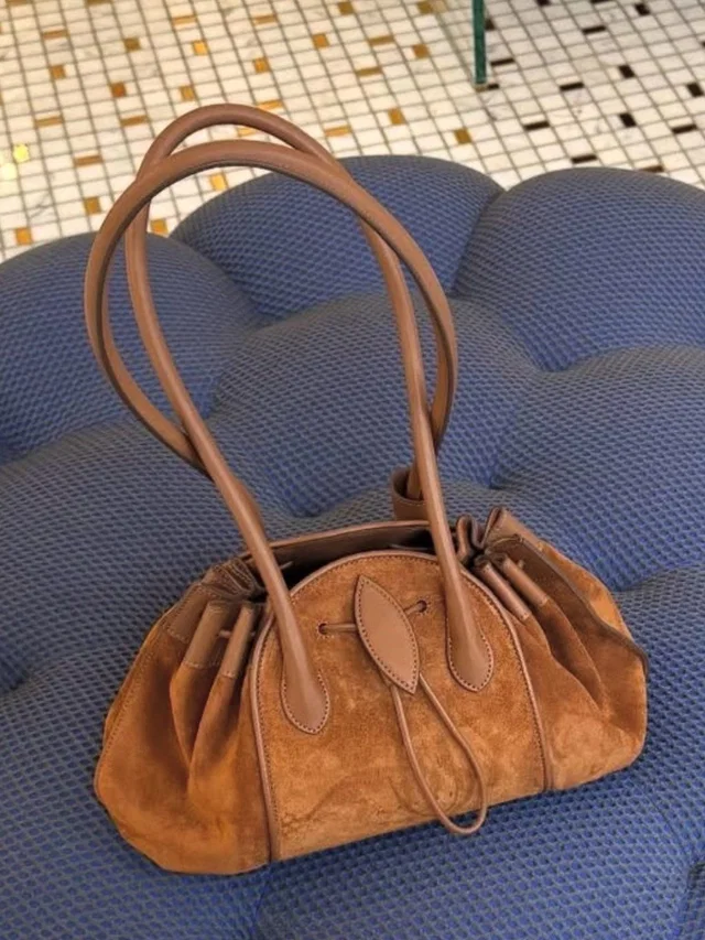 Marni Tulipea Brown Suede Drawstring Shoulder Bag in brown|red Suede from Poshmark