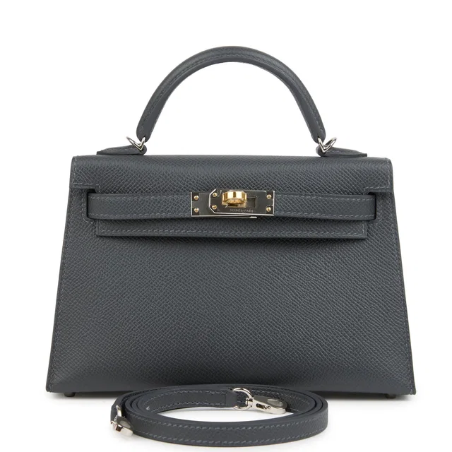 Hermès Kelly Sellier 20 Ardoise Epsom Electrum Hardware in Epsom leather from Madison Avenue Couture