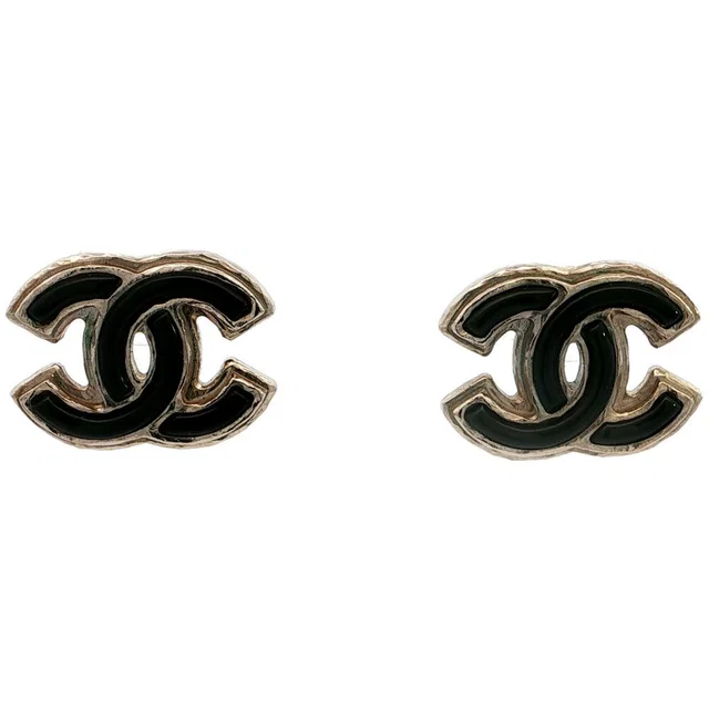 Chanel Rhinestone CC Logo Alloy Earrings Plated Silver in Silver from The Reluxe