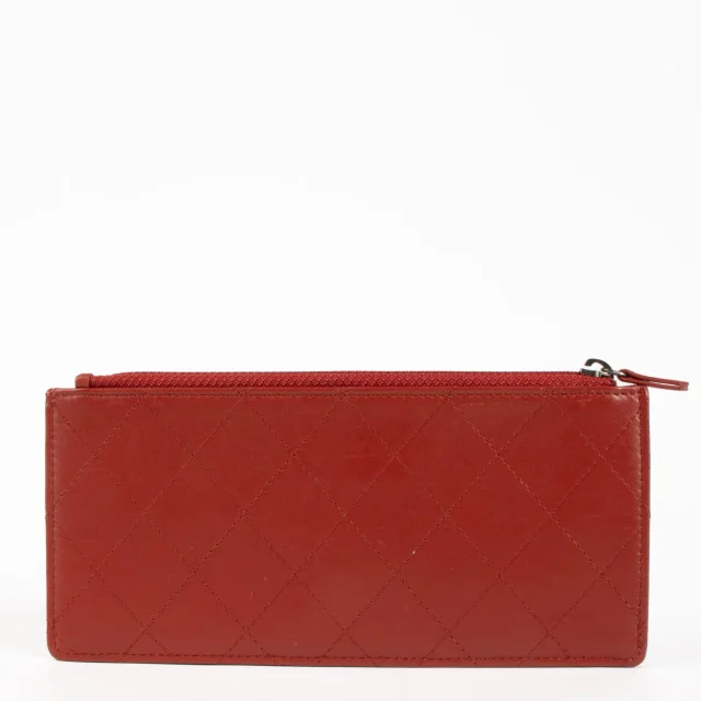 Chanel Vintage Red Calfskin Zipped Card Holder Wallet in Red Calfskin from Labellov, photo 2 of 3