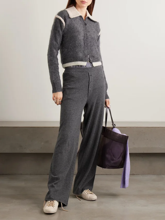 GUEST IN RESIDENCE Grizzly Frankie bouclé-trimmed brushed-cashmere jacket in Grey, photo 2 of 2 from NET-A-PORTER (Canada)