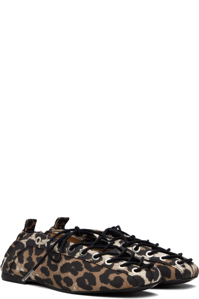 GANNI Brown Lace-Up Ballerina Flats, photo 4 of 5 from SSENSE