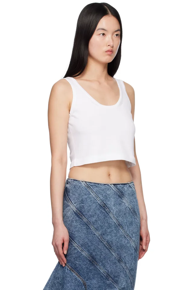 ALAÏA White Crop Tank Top, photo 2 of 4 from SSENSE