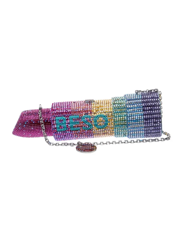 Judith Leiber Crystal x Ashley Longshore 'Beso ' Lipstick Minaudière in blue Leather from The RealReal, photo 4 of 6