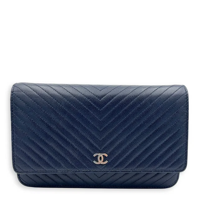Chanel Chevron Wallet On Chain Blue in Blue Caviar leather from Luxury Promise